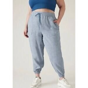 Athleta Women's Retreat Linen Jogger Chambray Blue Size 16